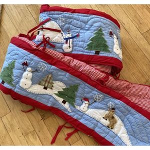 COPY - Pottery Barn Kids Quilted Textured Bumper WINTER WONDERLAND Hard to Find